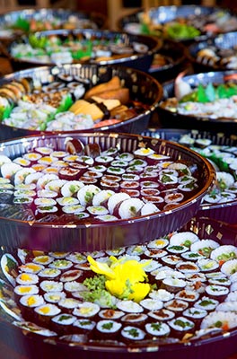 Trays of sushi