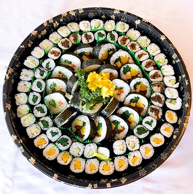 Tray of vegetarian sushi
